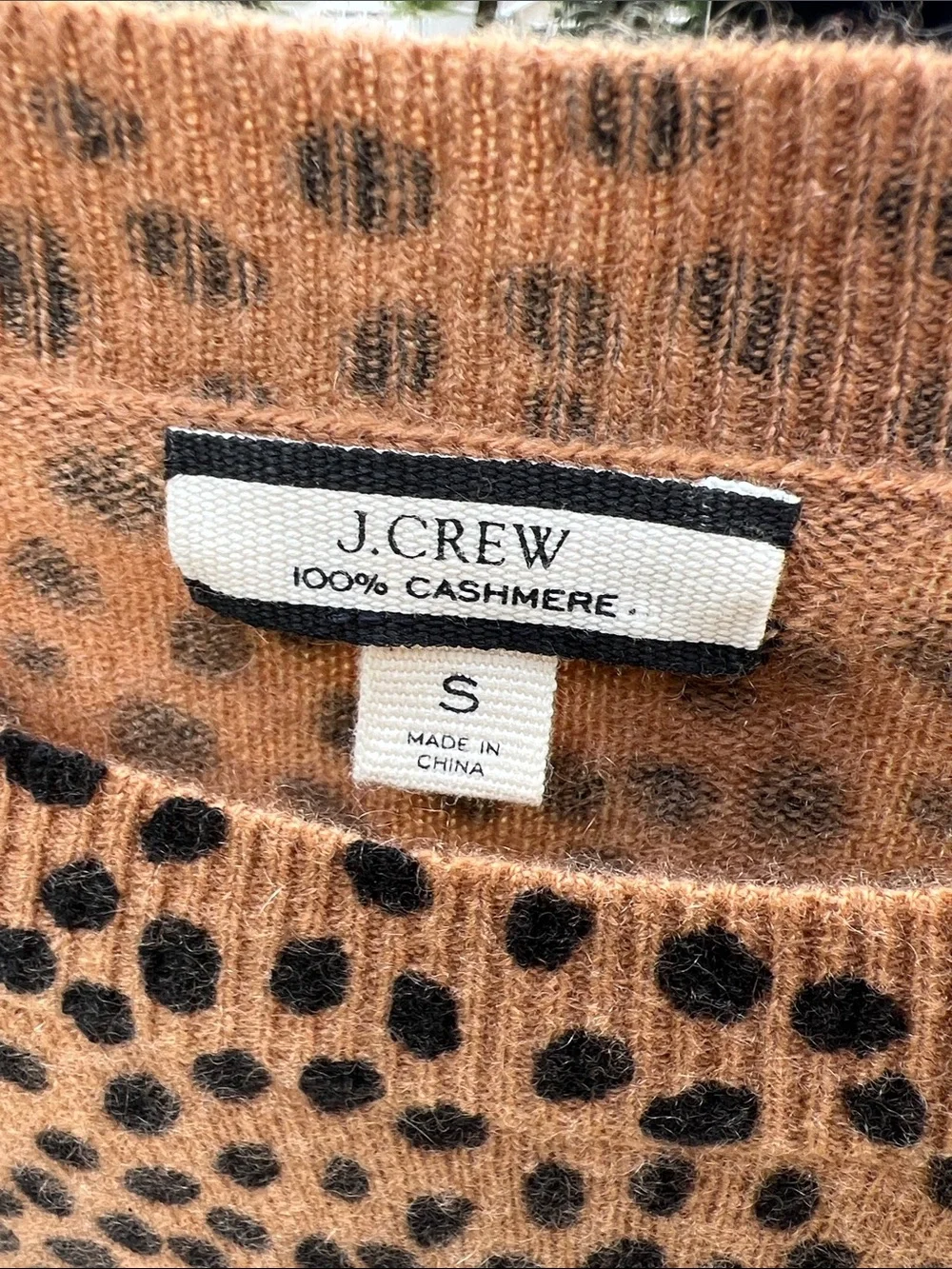 J. Crew Soft 100% Cashmere Lux Crewneck Sweater Leopard Dot